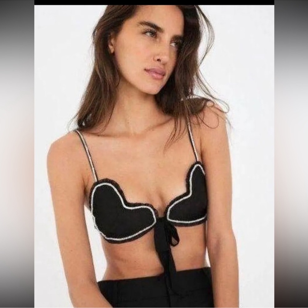 For Love And Lemons Cora Heart Rhinestone bralette